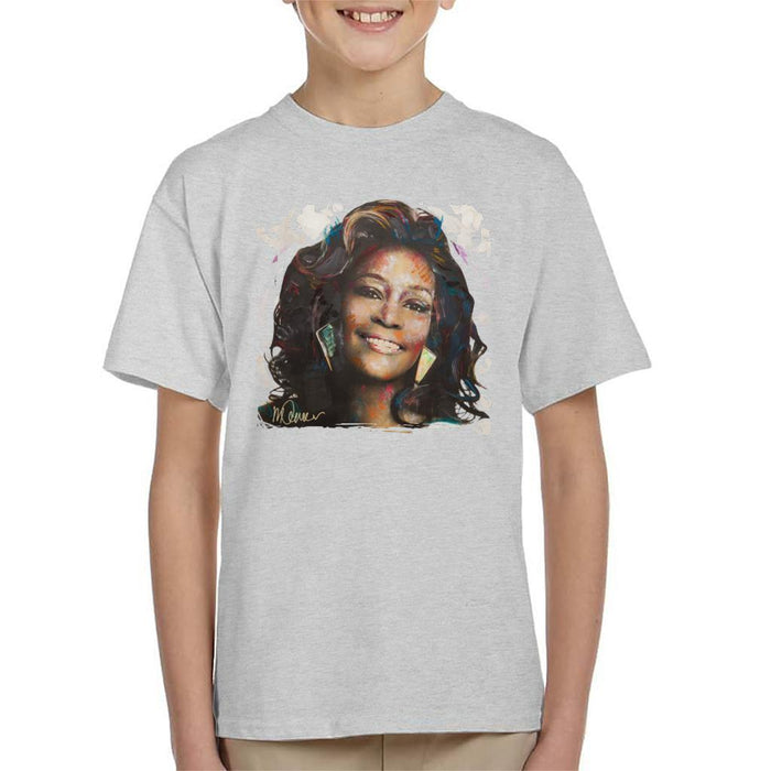Sidney Maurer Original Portrait Of Whitney Houston White Kids T-Shirt - Kids Boys T-Shirt