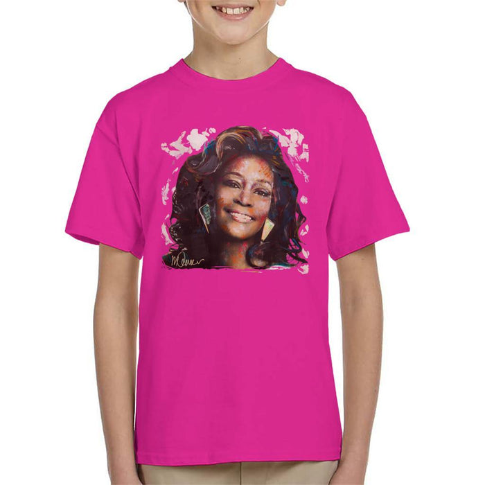 Sidney Maurer Original Portrait Of Whitney Houston White Kids T-Shirt - Kids Boys T-Shirt