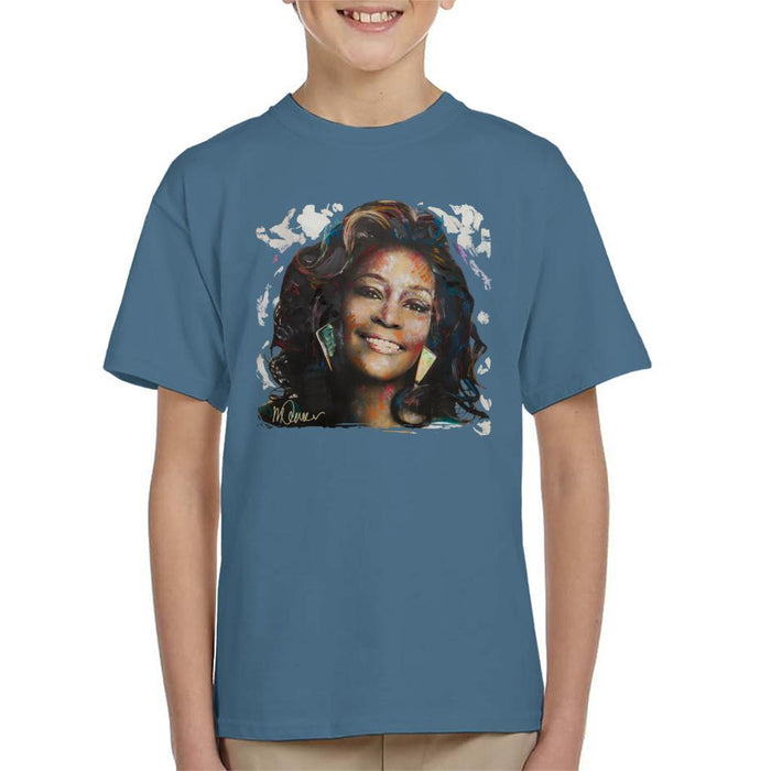 Sidney Maurer Original Portrait Of Whitney Houston White Kids T-Shirt - Kids Boys T-Shirt