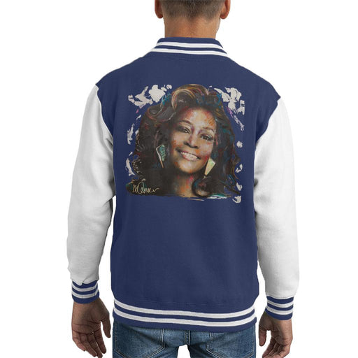 Sidney Maurer Original Portrait Of Whitney Houston White Kids Varsity Jacket - Kids Boys Varsity Jacket