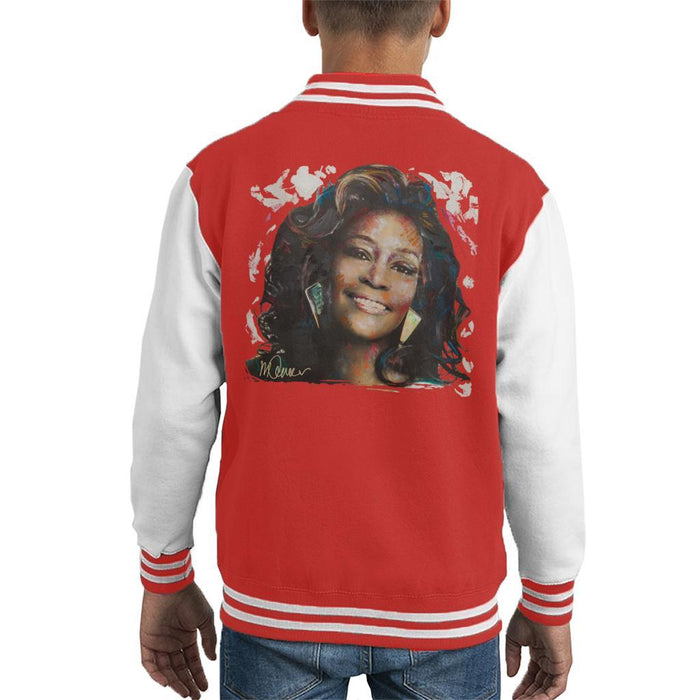 Sidney Maurer Original Portrait Of Whitney Houston White Kids Varsity Jacket - Kids Boys Varsity Jacket