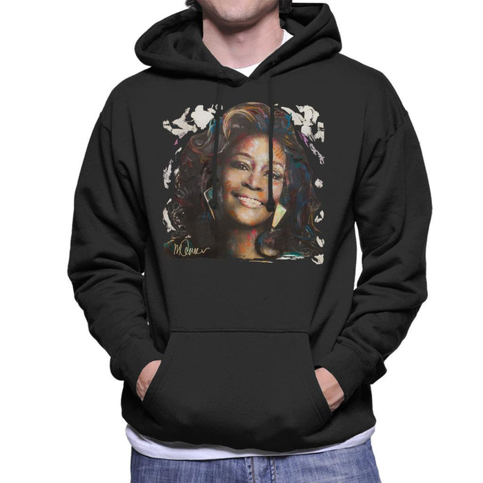 Sidney Maurer Original Portrait Of Whitney Houston White Mens Hooded Sweatshirt - Mens Hooded Sweatshirt