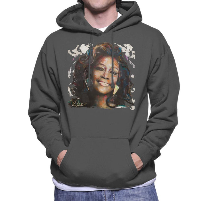 Sidney Maurer Original Portrait Of Whitney Houston White Mens Hooded Sweatshirt - Mens Hooded Sweatshirt