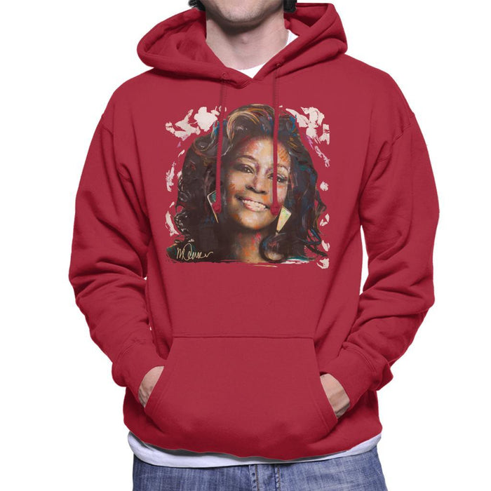 Sidney Maurer Original Portrait Of Whitney Houston White Mens Hooded Sweatshirt - Mens Hooded Sweatshirt
