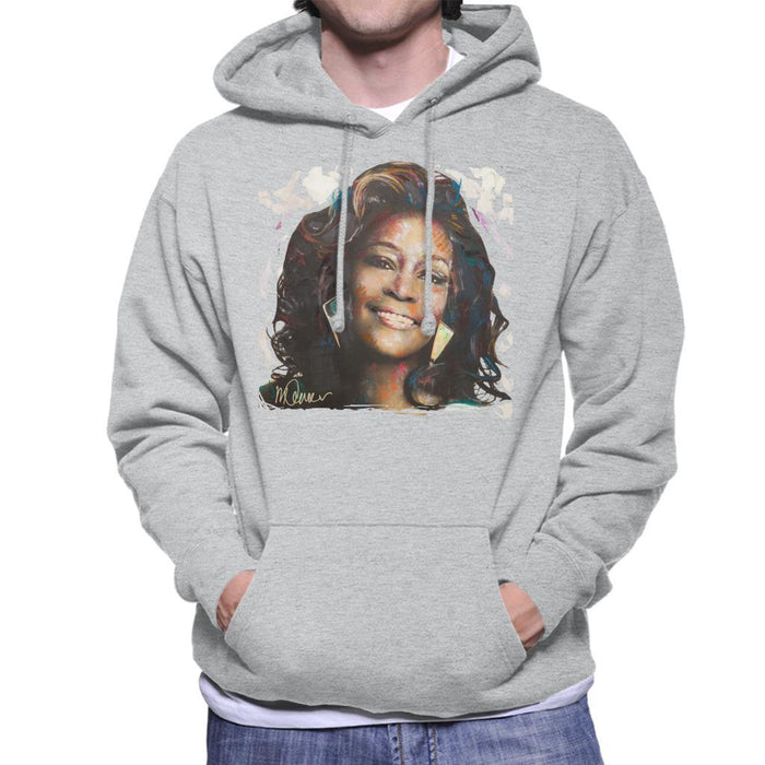 Sidney Maurer Original Portrait Of Whitney Houston White Mens Hooded Sweatshirt - Mens Hooded Sweatshirt