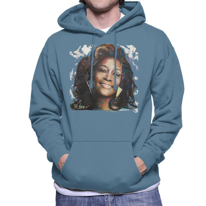 Sidney Maurer Original Portrait Of Whitney Houston White Mens Hooded Sweatshirt - Mens Hooded Sweatshirt