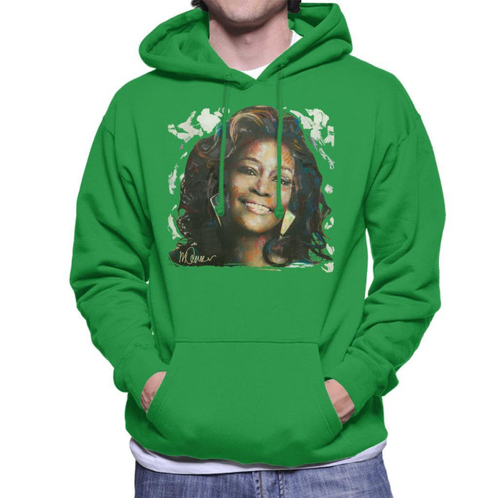 Sidney Maurer Original Portrait Of Whitney Houston White Mens Hooded Sweatshirt - Mens Hooded Sweatshirt