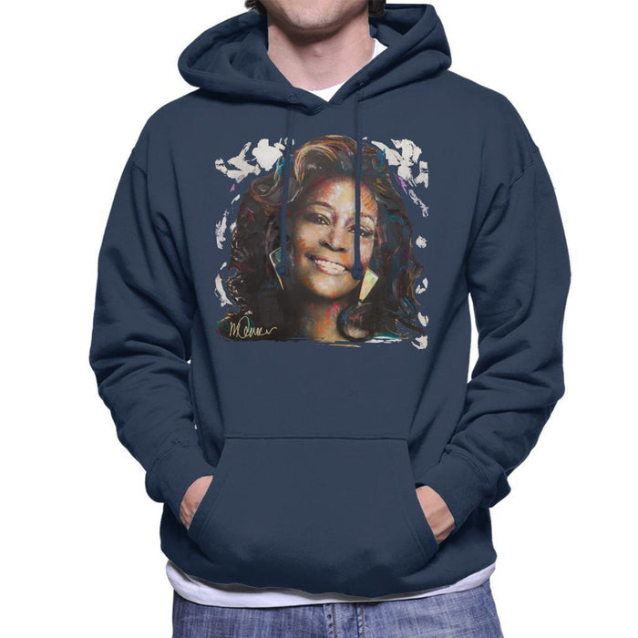 Sidney Maurer Original Portrait Of Whitney Houston White Mens Hooded Sweatshirt - Mens Hooded Sweatshirt