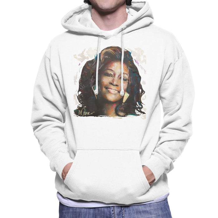 Sidney Maurer Original Portrait Of Whitney Houston White Mens Hooded Sweatshirt - Mens Hooded Sweatshirt