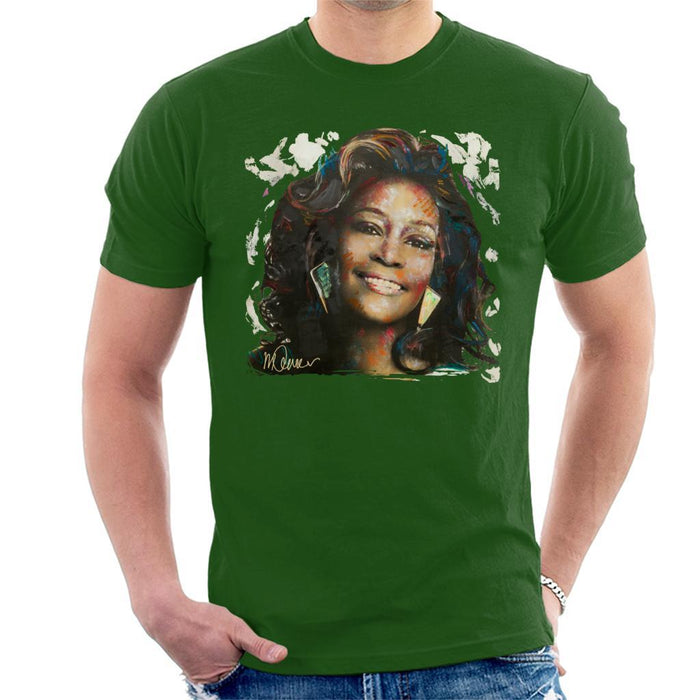 Sidney Maurer Original Portrait Of Whitney Houston White Mens T-Shirt - Mens T-Shirt