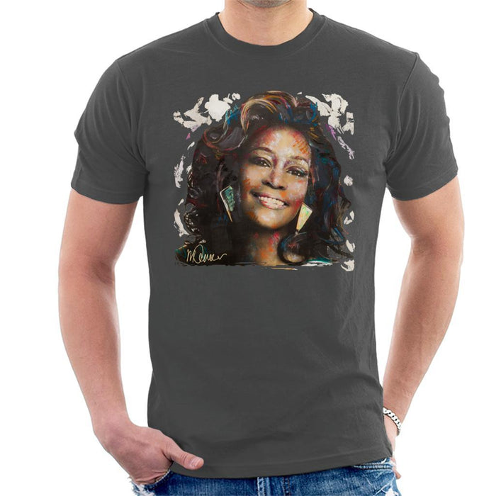 Sidney Maurer Original Portrait Of Whitney Houston White Mens T-Shirt - Mens T-Shirt