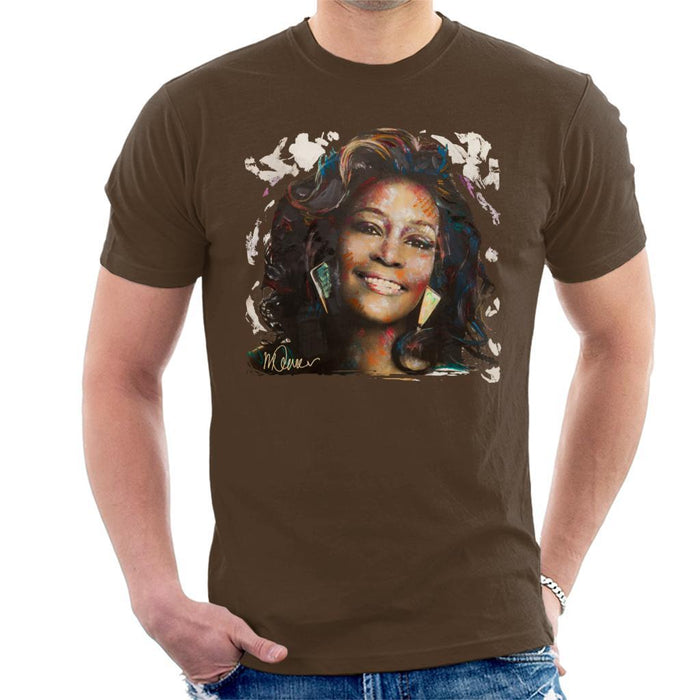 Sidney Maurer Original Portrait Of Whitney Houston White Mens T-Shirt - Mens T-Shirt
