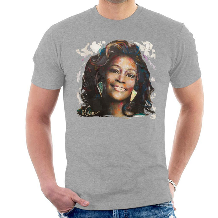 Sidney Maurer Original Portrait Of Whitney Houston White Mens T-Shirt - Mens T-Shirt