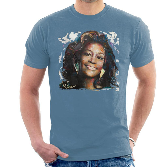 Sidney Maurer Original Portrait Of Whitney Houston White Mens T-Shirt - Mens T-Shirt
