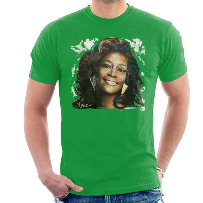 Sidney Maurer Original Portrait Of Whitney Houston White Mens T-Shirt - Mens T-Shirt