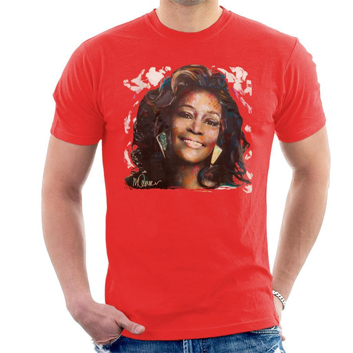 Sidney Maurer Original Portrait Of Whitney Houston White Mens T-Shirt - Mens T-Shirt