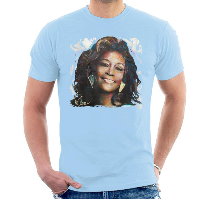Sidney Maurer Original Portrait Of Whitney Houston White Mens T-Shirt - Mens T-Shirt