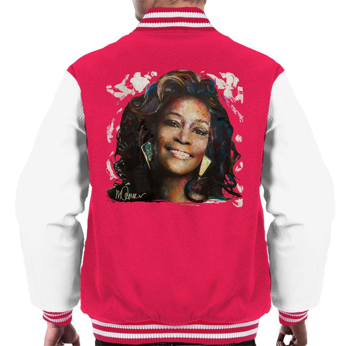 Sidney Maurer Original Portrait Of Whitney Houston White Mens Varsity Jacket - Mens Varsity Jacket
