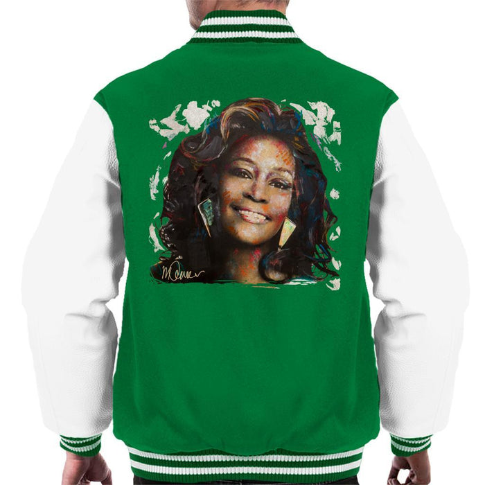 Sidney Maurer Original Portrait Of Whitney Houston White Mens Varsity Jacket - Mens Varsity Jacket