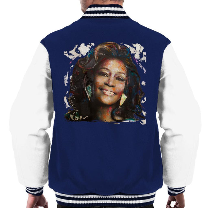 Sidney Maurer Original Portrait Of Whitney Houston White Mens Varsity Jacket - Mens Varsity Jacket