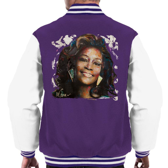 Sidney Maurer Original Portrait Of Whitney Houston White Mens Varsity Jacket - Mens Varsity Jacket