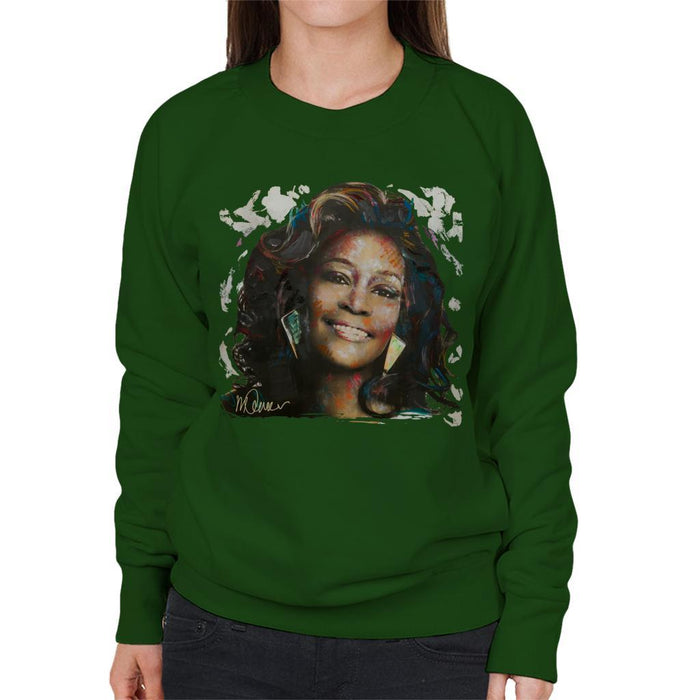 Sidney Maurer Original Portrait Of Whitney Houston White Womens Sweatshirt - Womens Sweatshirt