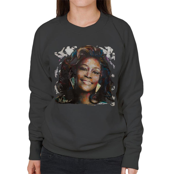 Sidney Maurer Original Portrait Of Whitney Houston White Womens Sweatshirt - Womens Sweatshirt
