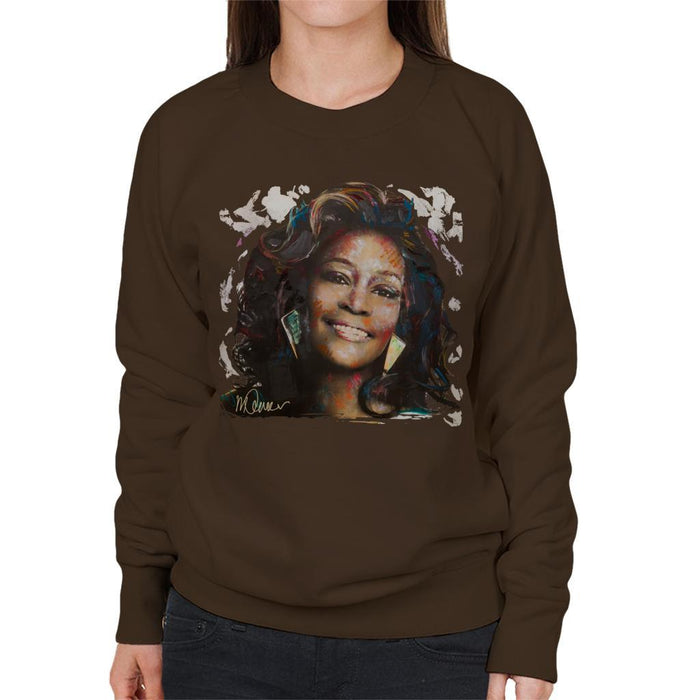 Sidney Maurer Original Portrait Of Whitney Houston White Womens Sweatshirt - Womens Sweatshirt