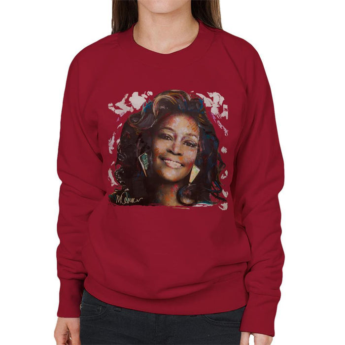 Sidney Maurer Original Portrait Of Whitney Houston White Womens Sweatshirt - Womens Sweatshirt