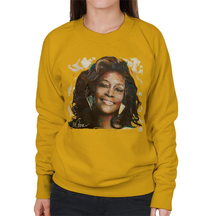 Sidney Maurer Original Portrait Of Whitney Houston White Womens Sweatshirt - Womens Sweatshirt