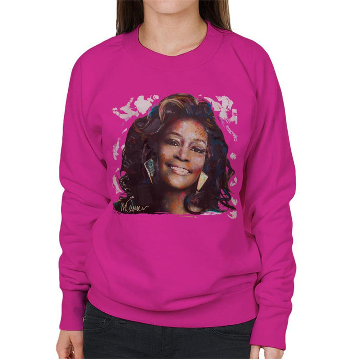 Sidney Maurer Original Portrait Of Whitney Houston White Womens Sweatshirt - Womens Sweatshirt