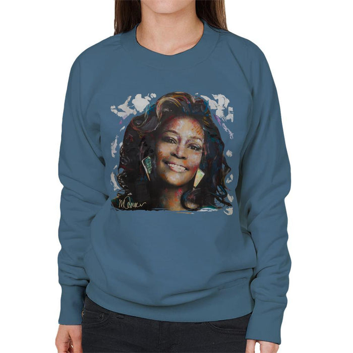 Sidney Maurer Original Portrait Of Whitney Houston White Womens Sweatshirt - Womens Sweatshirt