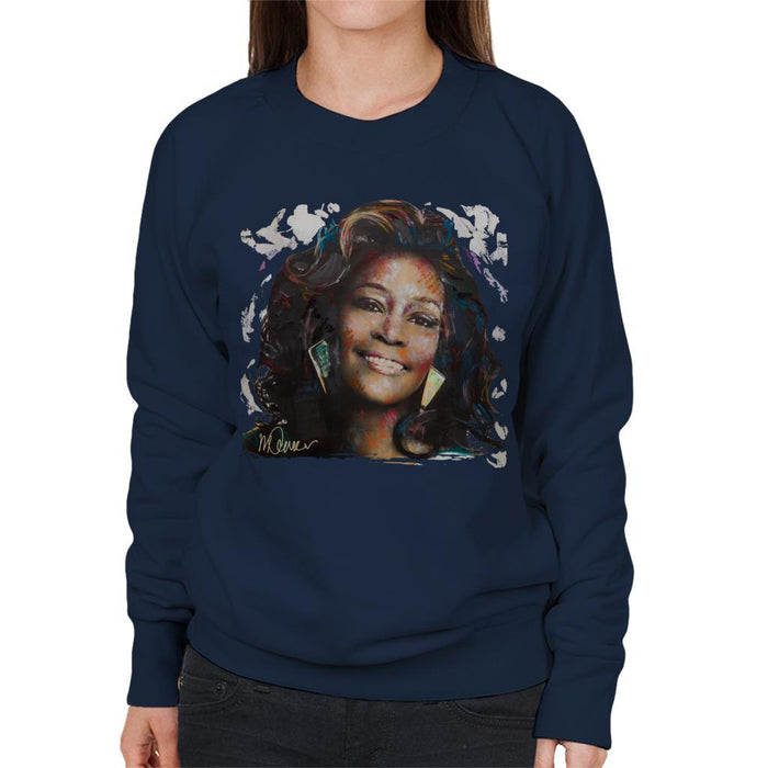 Sidney Maurer Original Portrait Of Whitney Houston White Womens Sweatshirt - Womens Sweatshirt