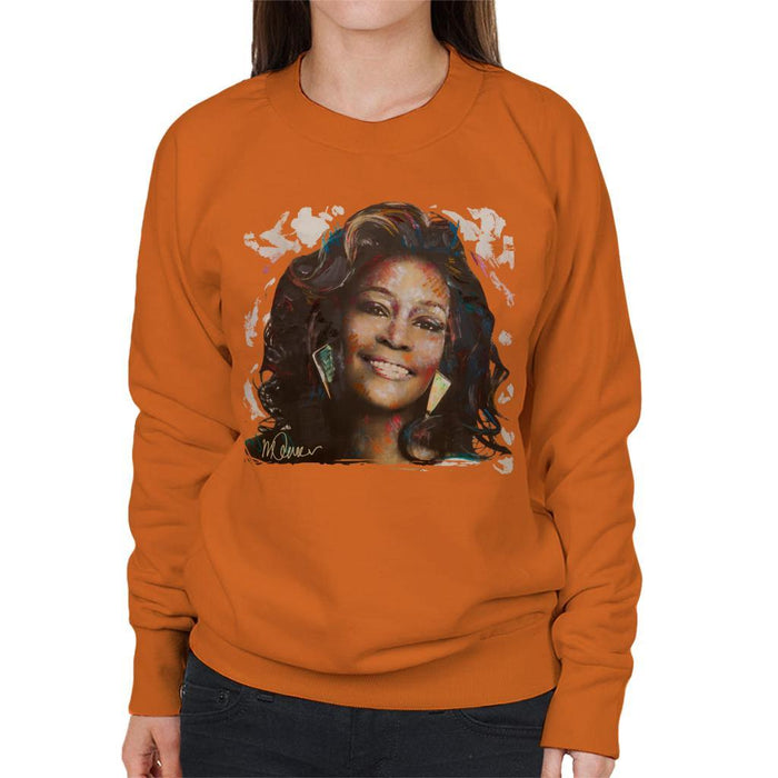 Sidney Maurer Original Portrait Of Whitney Houston White Womens Sweatshirt - Womens Sweatshirt
