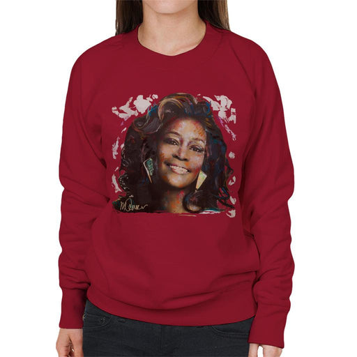 Sidney Maurer Original Portrait Of Whitney Houston White Womens Sweatshirt - Womens Sweatshirt