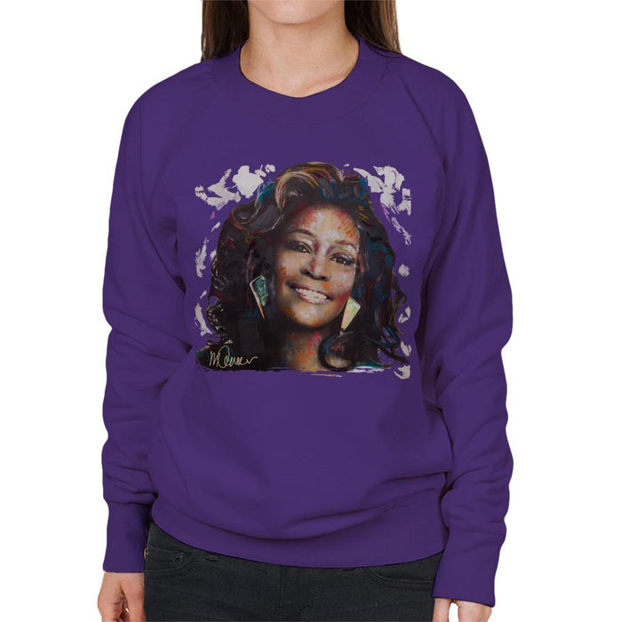 Sidney Maurer Original Portrait Of Whitney Houston White Womens Sweatshirt - Womens Sweatshirt