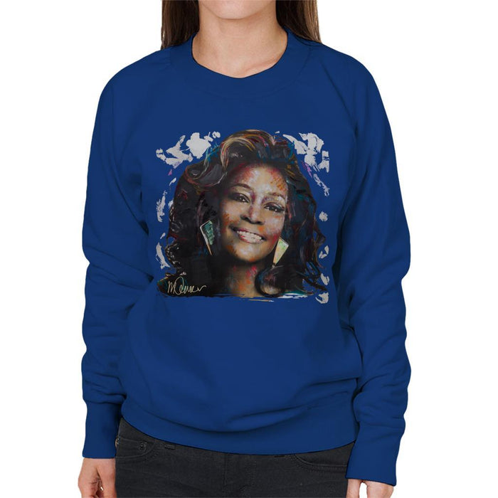 Sidney Maurer Original Portrait Of Whitney Houston White Womens Sweatshirt - Womens Sweatshirt