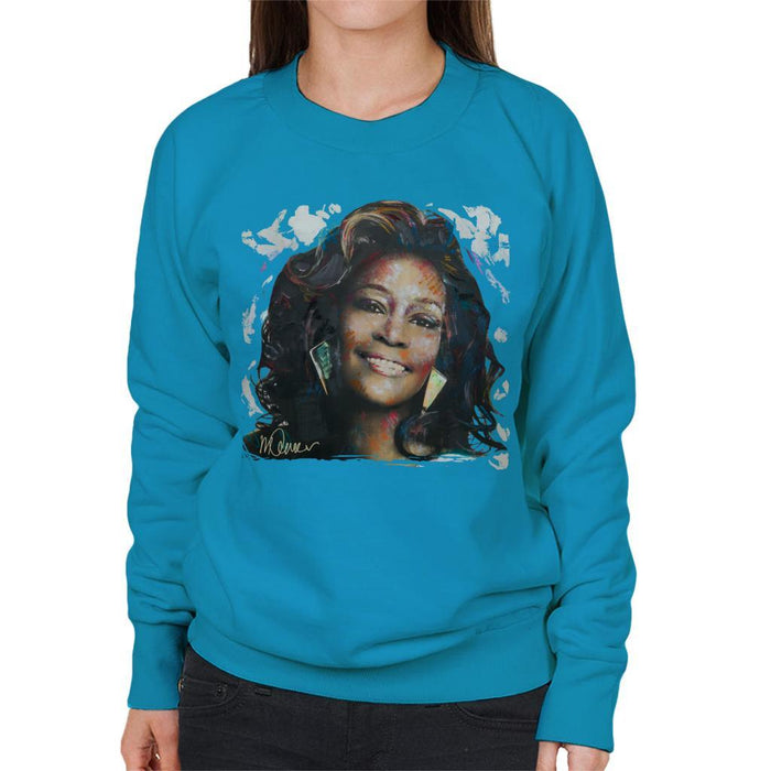 Sidney Maurer Original Portrait Of Whitney Houston White Womens Sweatshirt - Womens Sweatshirt