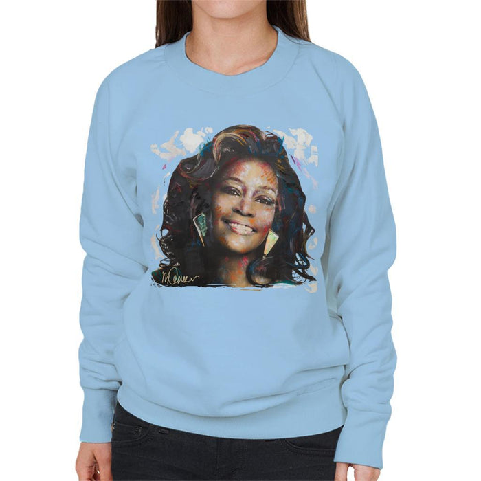 Sidney Maurer Original Portrait Of Whitney Houston White Womens Sweatshirt - Womens Sweatshirt