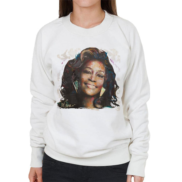 Sidney Maurer Original Portrait Of Whitney Houston White Womens Sweatshirt - Womens Sweatshirt