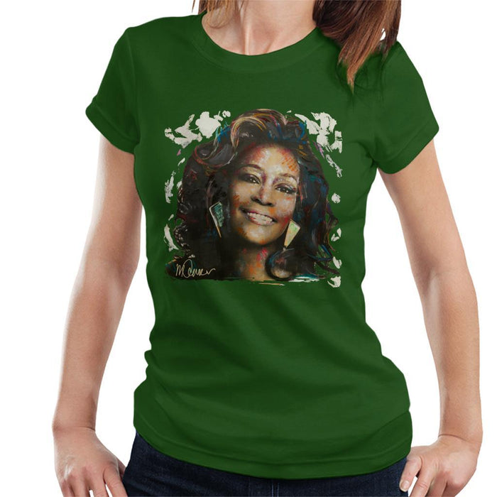 Sidney Maurer Original Portrait Of Whitney Houston White Womens T-Shirt - Womens T-Shirt