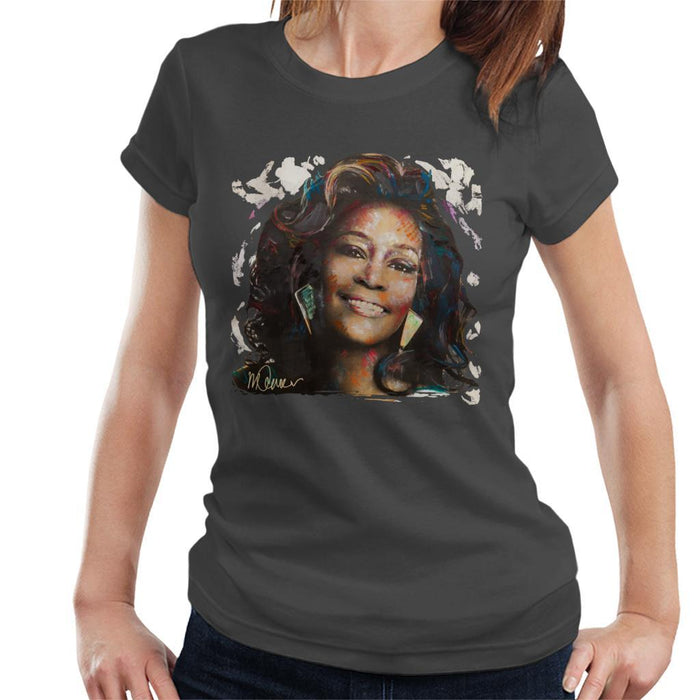 Sidney Maurer Original Portrait Of Whitney Houston White Womens T-Shirt - Womens T-Shirt
