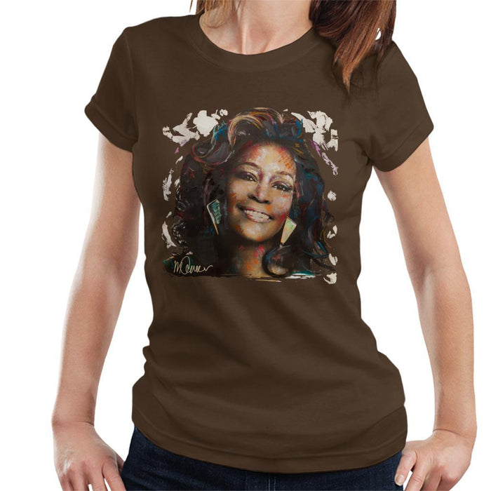 Sidney Maurer Original Portrait Of Whitney Houston White Womens T-Shirt - Womens T-Shirt