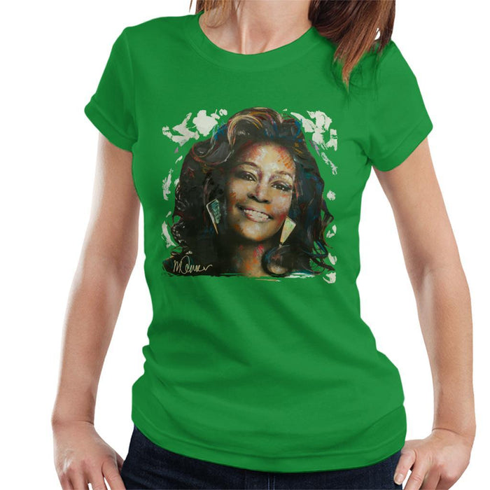 Sidney Maurer Original Portrait Of Whitney Houston White Womens T-Shirt - Womens T-Shirt