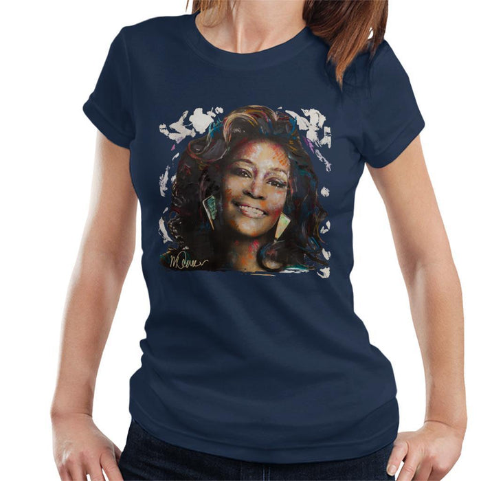 Sidney Maurer Original Portrait Of Whitney Houston White Womens T-Shirt - Womens T-Shirt