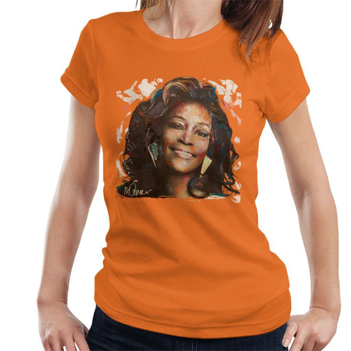 Sidney Maurer Original Portrait Of Whitney Houston White Womens T-Shirt - Womens T-Shirt