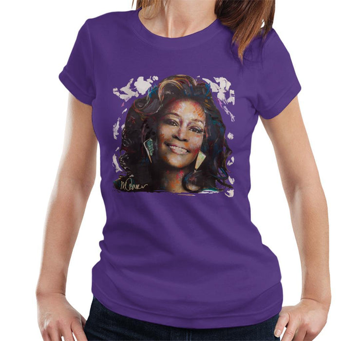 Sidney Maurer Original Portrait Of Whitney Houston White Womens T-Shirt - Womens T-Shirt