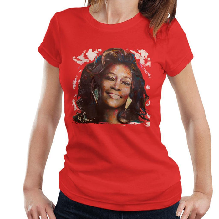 Sidney Maurer Original Portrait Of Whitney Houston White Womens T-Shirt - Womens T-Shirt