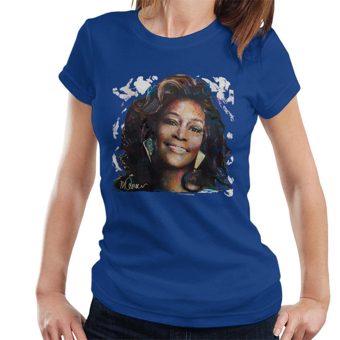 Sidney Maurer Original Portrait Of Whitney Houston White Womens T-Shirt - Womens T-Shirt
