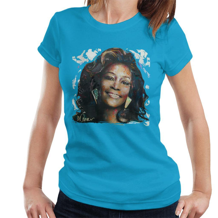 Sidney Maurer Original Portrait Of Whitney Houston White Womens T-Shirt - Womens T-Shirt